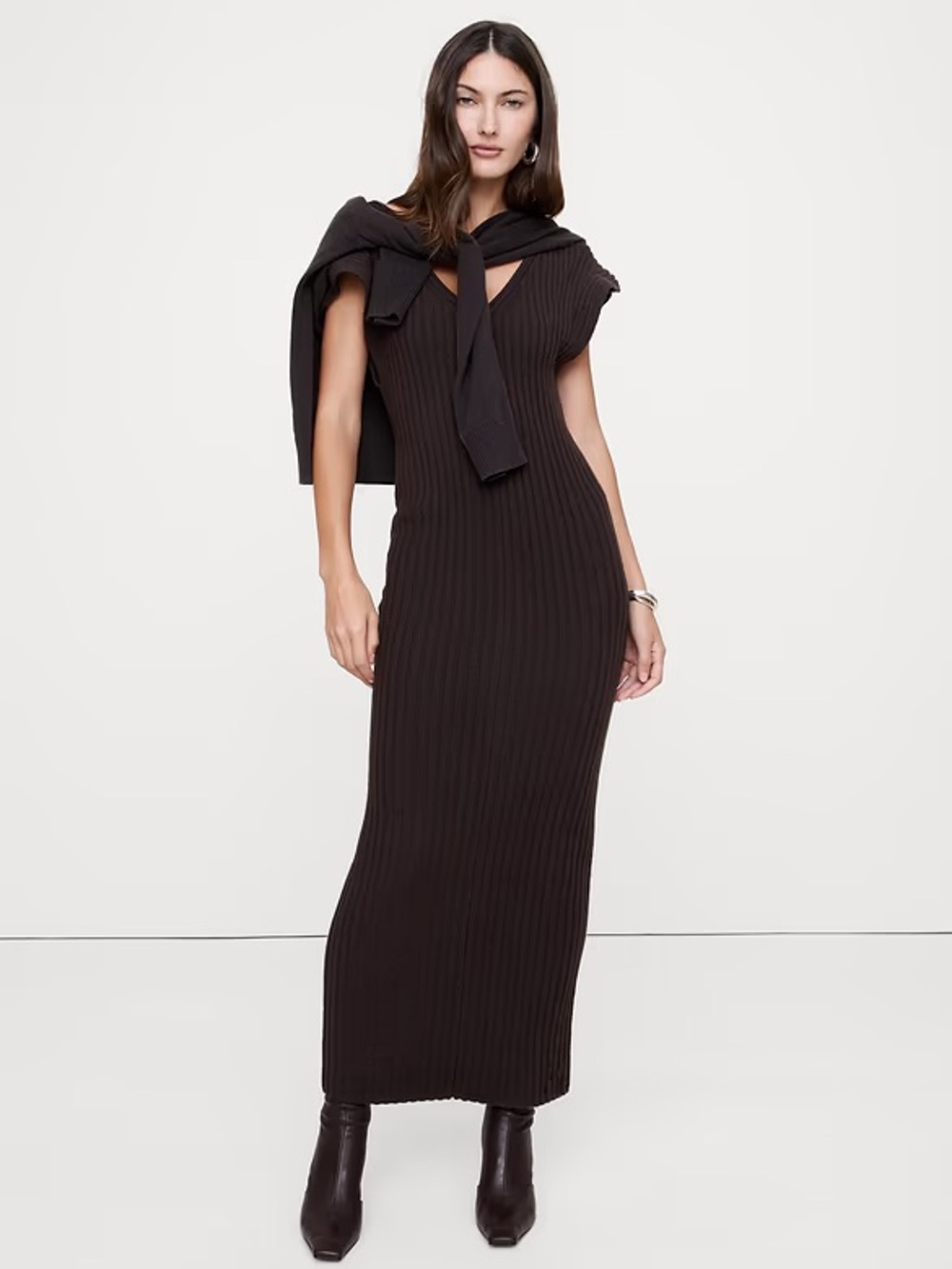 Banana Republic MERINO-COTTON MAXI DRESS WITH OPEN BACK size small